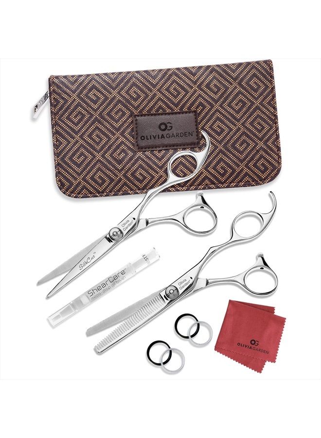 Olivia Garden SilkCut Professional Hairdressing Shear and Thinner Case (5.75" shear and 6" thinner) - Image 1