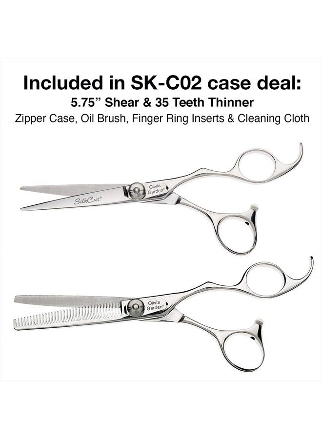 Olivia Garden SilkCut Professional Hairdressing Shear and Thinner Case (5.75" shear and 6" thinner) - Image 2