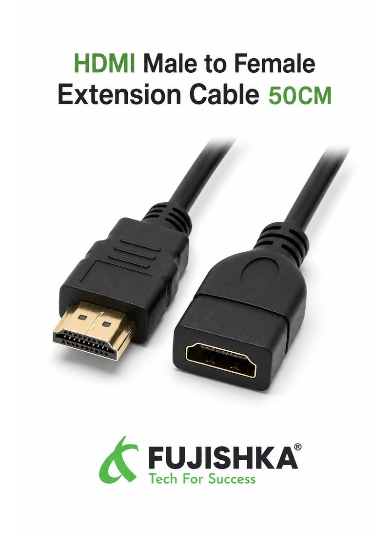 FUJISHKA HDMI Male to Female Extension Cable 50CM, HDMI Extension Cable Suitable for Computers, Tvs, And Projectors - Image 1