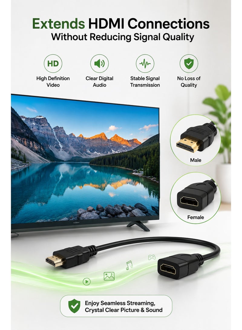 FUJISHKA HDMI Male to Female Extension Cable 50CM, HDMI Extension Cable Suitable for Computers, Tvs, And Projectors - Image 4