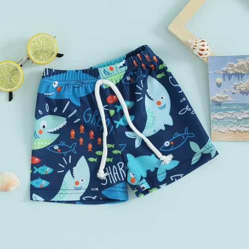 Socutebabe Baby Boy Swimsuit Toddler Baby Boy Beach Swim Shorts Bathing Suitt Swimsuit Swimwear Shorts Boys Swim Trunks (Blue Shark,6-12 Months) - Image 3