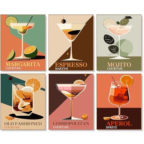 Offito 6 Pack Paint by Numbers Kit for Adults Beginners 8x10 Inch Cocktail Adult Paint by Number Kits on Canvas Cocktail DIY Acrylic Oil Number Painting Kits for Adults Perfect for Gift Home Decor - Image 1