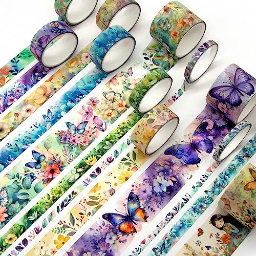 Geesinimo 20 Rolls Washi Tape Set Floral Butterfly Decorative Masking Tape Adhesive Tape for Bullet Journal Supplies Junk Journal Diy Craft Scrapbooking Supplies Gift Wrapping Party Decoration - Image 3