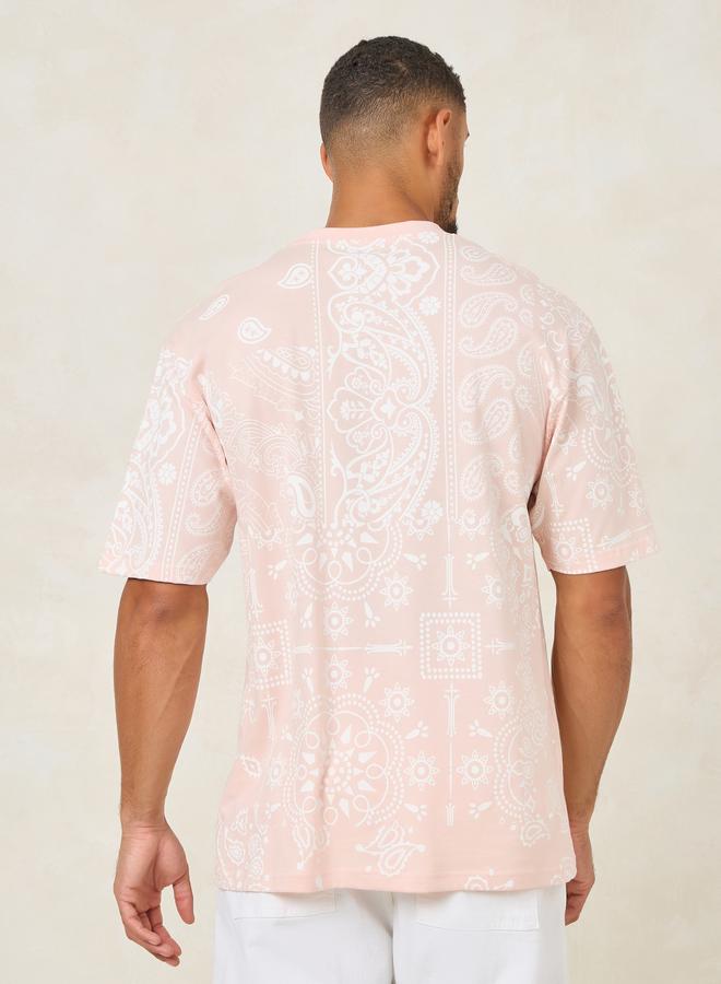 Styli Styli Paisley Print Acid Wash Oversized T-Shirt  - Image 4