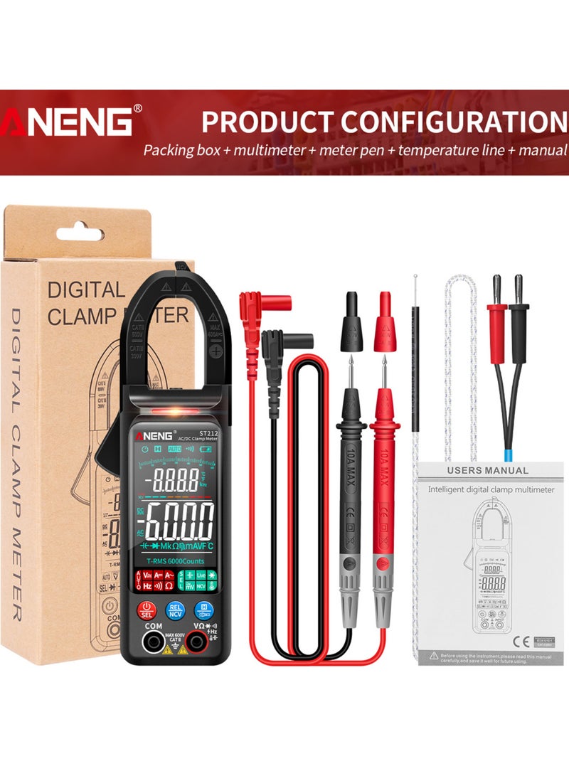 ANENG ST212 Clamp Meter Intelligent Digital Clamp Multimeter 6000 Counts Smart AC & DC Voltmeter 400A Ammeter VA Colored Display Auto Range Clamp Type Tester NCV Non-contact Voltage Measurer Resistanc - Image 1