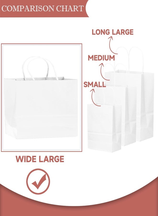 qiqee 13"x4.5"x10" Large Gift Bag with Handles 100PCS Gift Paper Bags White Bags Multiple Uses (Wide Large - Image 4