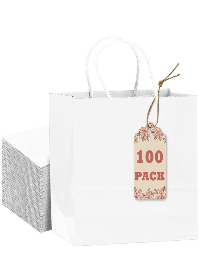 qiqee 13"x4.5"x10" Large Gift Bag with Handles 100PCS Gift Paper Bags White Bags Multiple Uses (Wide Large - Image 1