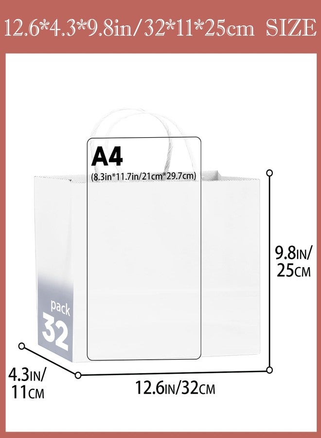 qiqee 13"x4.5"x10" Large Gift Bag with Handles 100PCS Gift Paper Bags White Bags Multiple Uses (Wide Large - Image 2