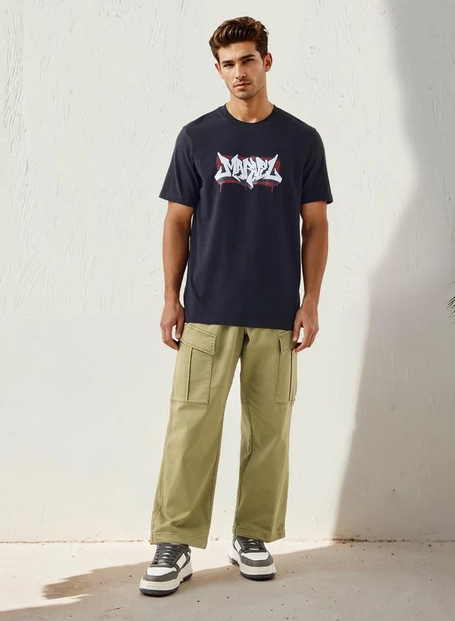 سبلاش فيڤ تيشيرت مارفل بطبعة ورقبة دائرية