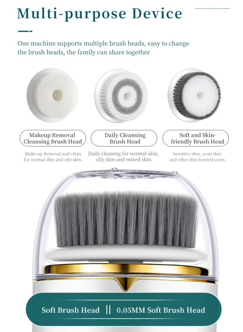 QIBANG Face Scrubber Facial Cleansing Brush - Electric Waterproof Spin Exfoliator with 3 Cleanser Heads and 2 Speeds for Gentle Exfoliating & Deep Cleansing - Image 3