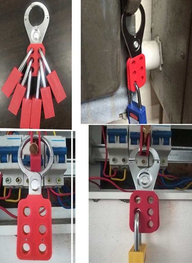 Filfeel 10pc Master Lockout Tagout Hasp 38mm / 1.5in, 6 Holes Interlock, Aluminum Insulation, Lockout Padlock Hasp Industrial Safety Tool for Flammable Areas, Red - Image 2