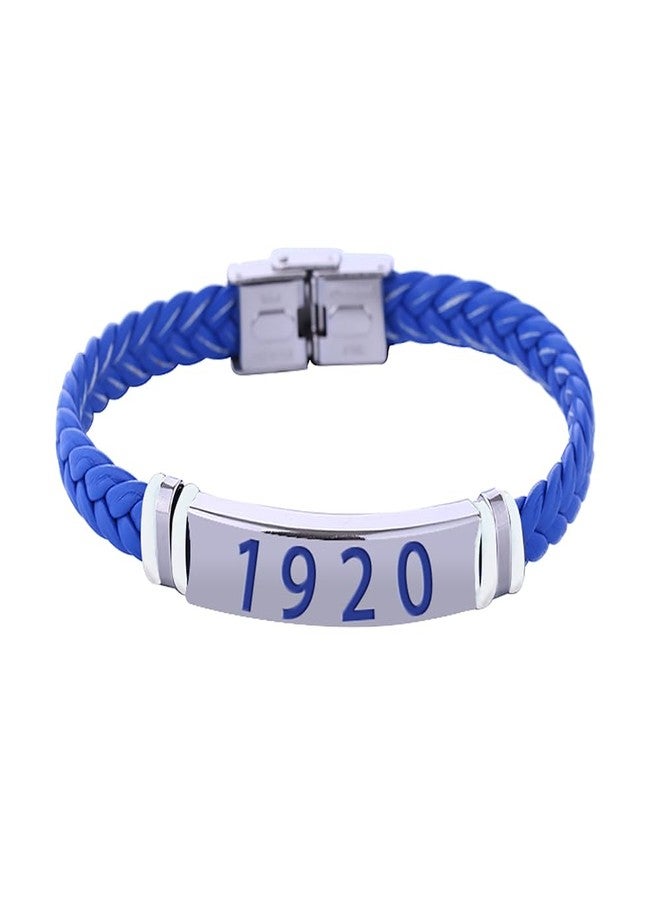 HUSURU Stainless Steel Blue Leather Greek Letter Sorority ZETA 1920 Bracelets Bangles Finer Women Jewelry For Her - Image 1