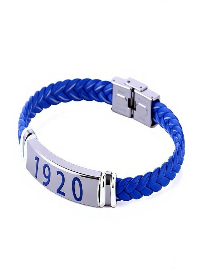 HUSURU Stainless Steel Blue Leather Greek Letter Sorority ZETA 1920 Bracelets Bangles Finer Women Jewelry For Her - Image 5