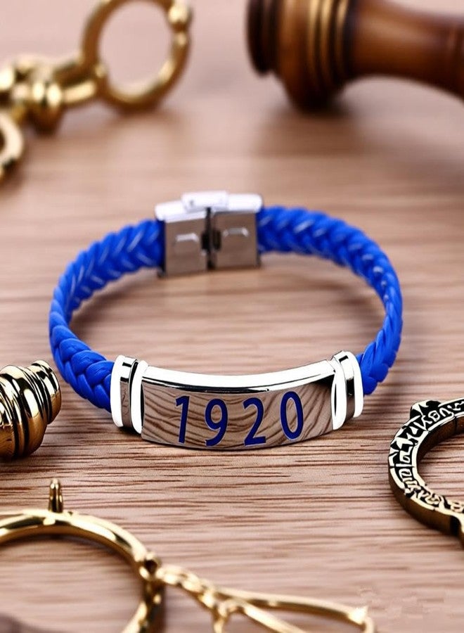 HUSURU Stainless Steel Blue Leather Greek Letter Sorority ZETA 1920 Bracelets Bangles Finer Women Jewelry For Her - Image 4