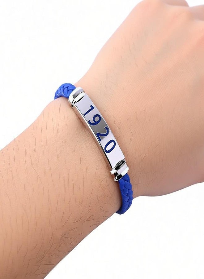 HUSURU Stainless Steel Blue Leather Greek Letter Sorority ZETA 1920 Bracelets Bangles Finer Women Jewelry For Her - Image 2