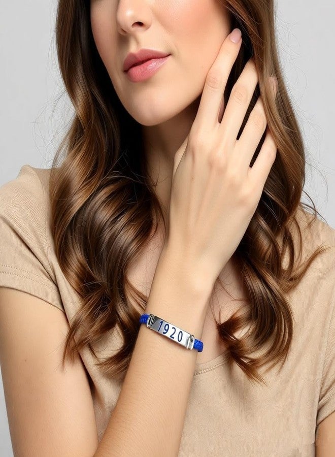HUSURU Stainless Steel Blue Leather Greek Letter Sorority ZETA 1920 Bracelets Bangles Finer Women Jewelry For Her - Image 3