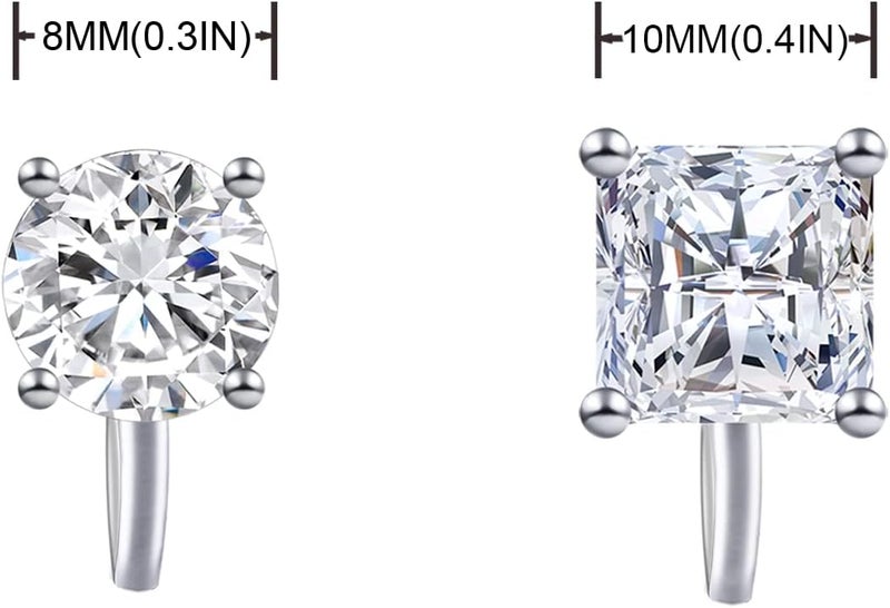 YOQUCOL 2 Pairs 8MM Cubic Zirconia Crystal Clip On Stud Earrings Non Pierced Stud Earrings For Women - Image 2