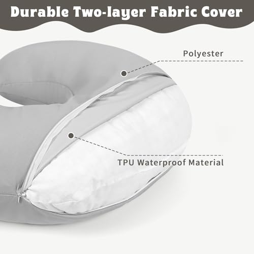 Hooyax Baby Waterproof Nursing Pillow Cover, Stretchy Nursing Covers for Breastfeeding Pillows, Adorable Infant Feeding Pillow Slipcover for Baby Boy and Girls (Grey) - Image 2