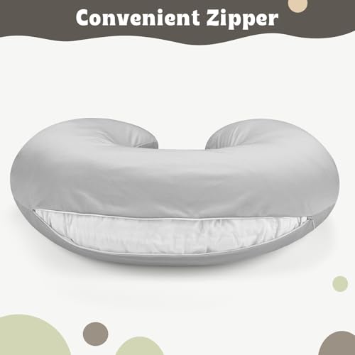 Hooyax Baby Waterproof Nursing Pillow Cover, Stretchy Nursing Covers for Breastfeeding Pillows, Adorable Infant Feeding Pillow Slipcover for Baby Boy and Girls (Grey) - Image 5