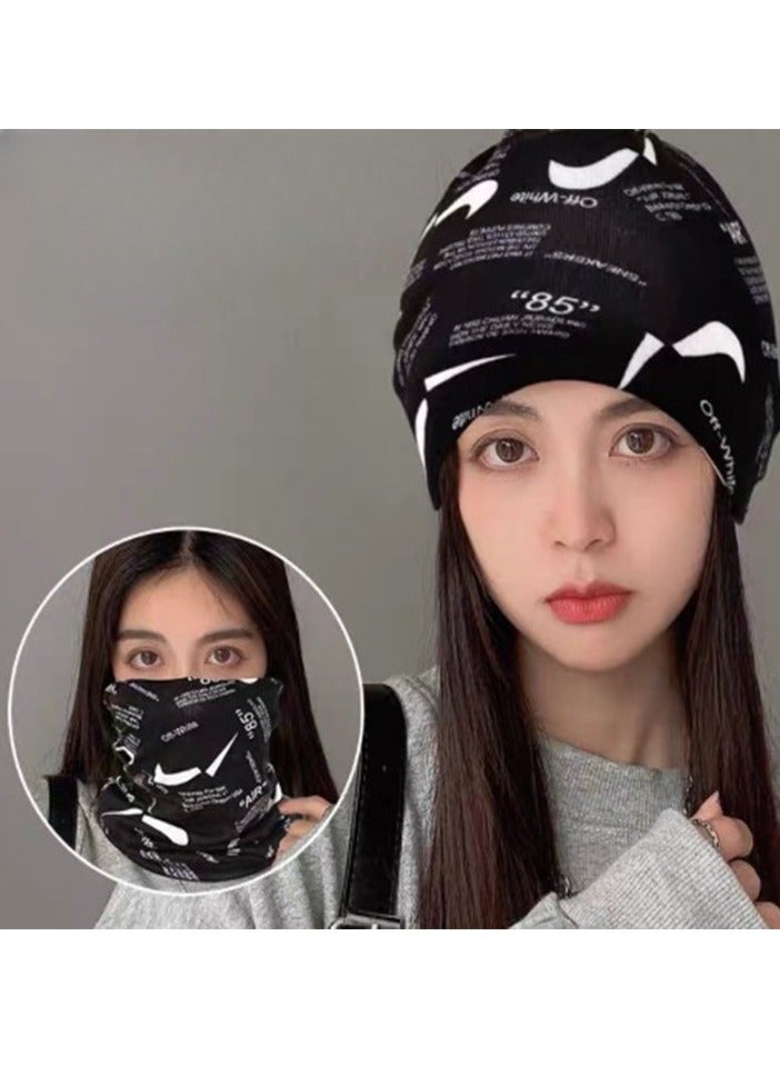 AROAQ Women Casual Beanies Hat, Autumn And Winter Comfortable Twist Hat Bib For Women, Soft Stretchy Women Knit Cap, Warm Neck Sheath Head Hat For Women Girls Teens,( Black Hook)  - Image 1