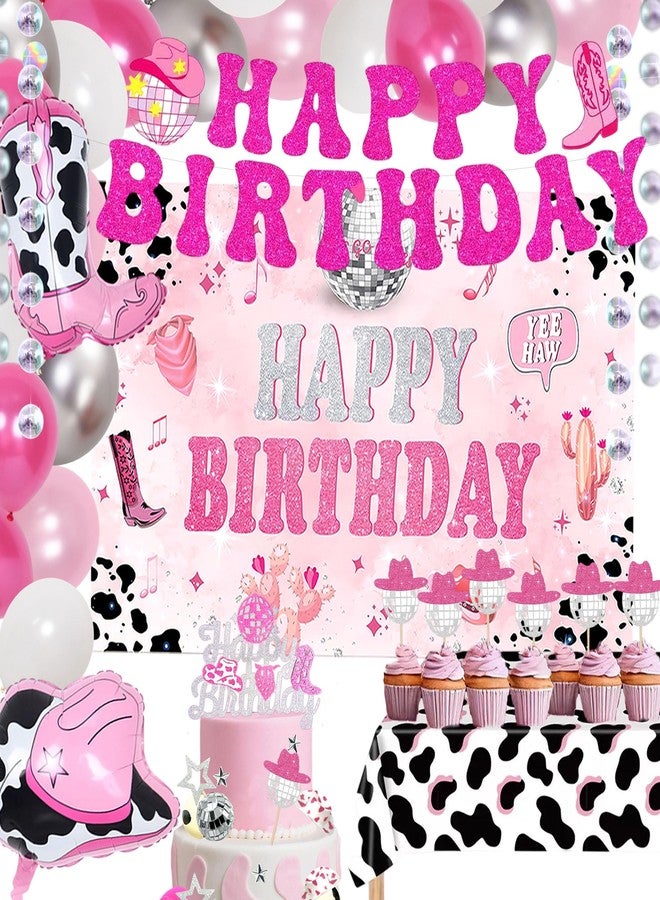 Tyotrbs 45Pcs Cowgirl Birthday Party Decorations Disco Cowgirl Party Decors Western Cowgirl Party Decor Lets Go Girl Parties Last Rodeo Bachelorette Party Decor Supplies for Women Girls - Image 1