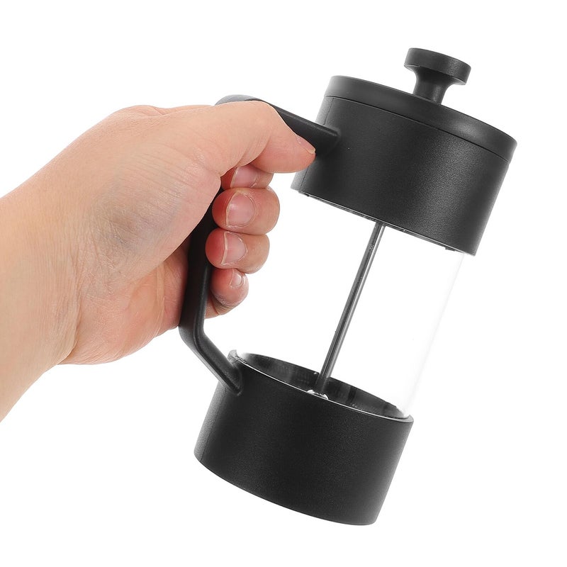 Manual Coffee Press Pot 350ml Borosilicate Glass For Hot Cold Brew Kitchen Travel Camping Black - Image 4