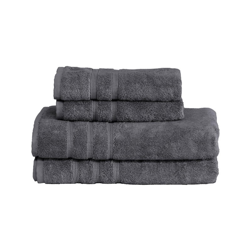 Mosobam Luxury Turkish 4pc Towel Set 30X58 16X30 Charcoal Gray Dark Grey 700 GSM Bamboo Viscose  Aegean Turkish Combed Cotton