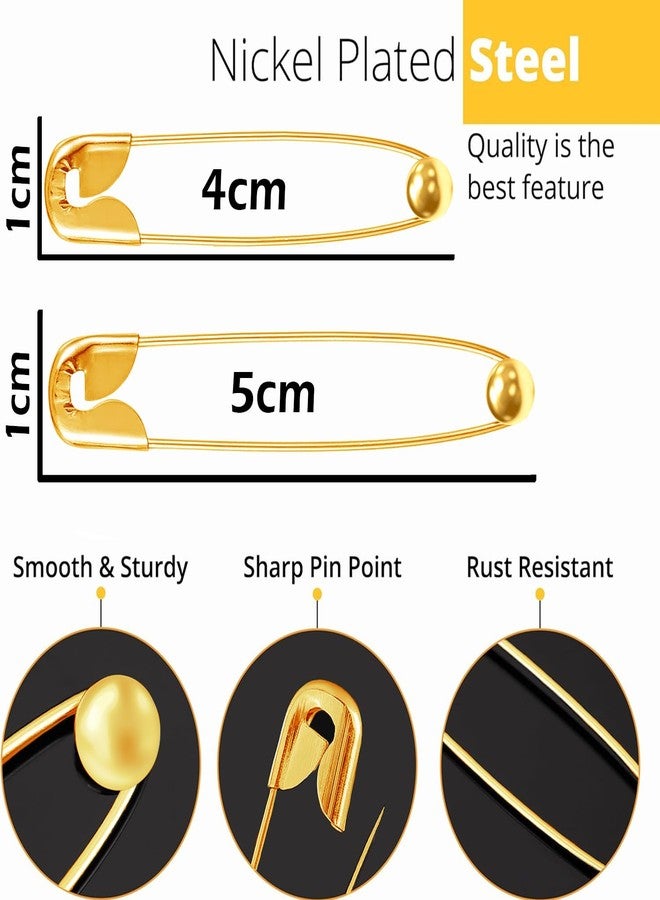 VAMA Fashions 24 Pcs Gold Plated Metal Balls Saree Draping Pallu Pleats Hijab Safety Pin Clothing Sewing Multipurpose Crafting Brooch Pins Set for Women - 4 & 5cm - Image 3