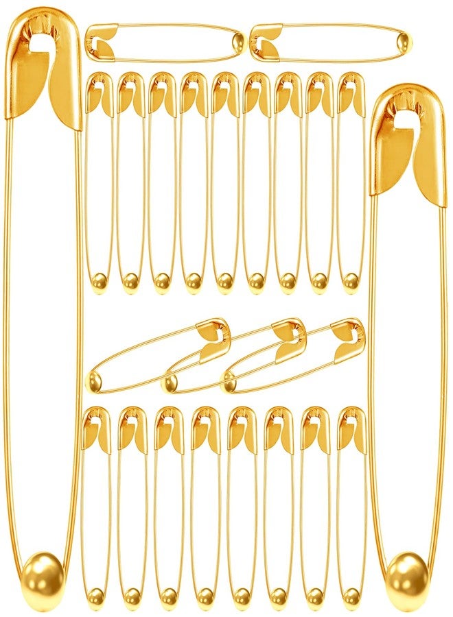 VAMA Fashions 24 Pcs Gold Plated Metal Balls Saree Draping Pallu Pleats Hijab Safety Pin Clothing Sewing Multipurpose Crafting Brooch Pins Set for Women - 4 & 5cm - Image 1