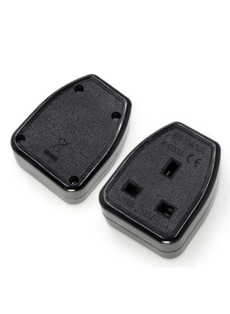 دكورفي Dkurve® 3 Pin 13A 250V UK British Standard أنثى مقبس محول الطاقة سلك الطاقة القابل للفصل موصل الكابل بدون قابس وكابل أسود (1-PACK) - Image 2