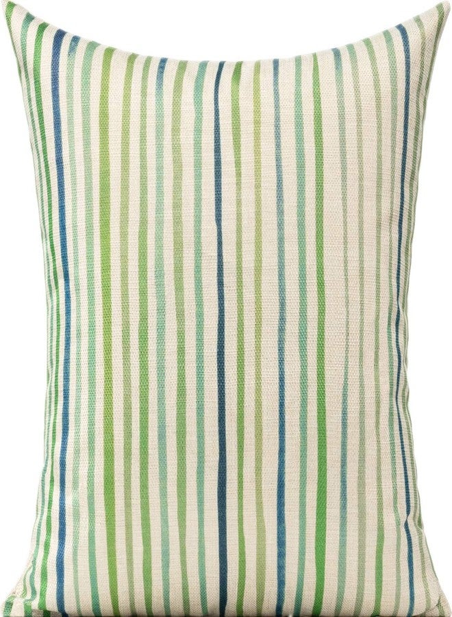 All Smiles Spring Outdoor Green Throw Pillow Covers for Patio Bench Garden Porch Sunbrella Furnitures Sage Lines Stripes Cushion Cases Decorative 16x16 Set of 2 for Sofa Couch - Image 2