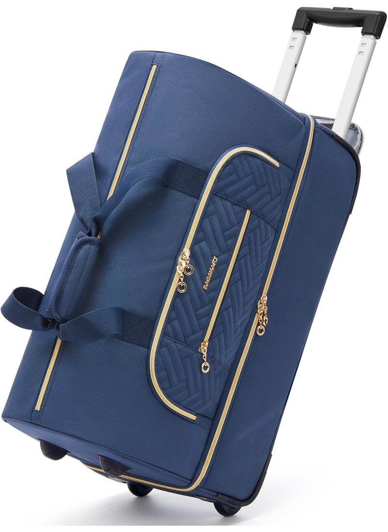 BAGSMART BAGSMART Rolling Duffle Bag with Wheels 45L Carryon Luggage Large Travel Bag with Shoes Compartment Weekender Overnight Bag for Travel Business TripsNavy Blue  - Image 1