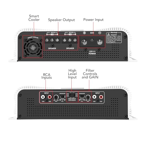 Taramp's DS 4000x4 2 Ohm 4000 Watts Rms 4 Channels of 1000x4 Watts Car Audio Amplifier Class D Full Range Crossover Fixed RCA/High Level Input System - Image 5