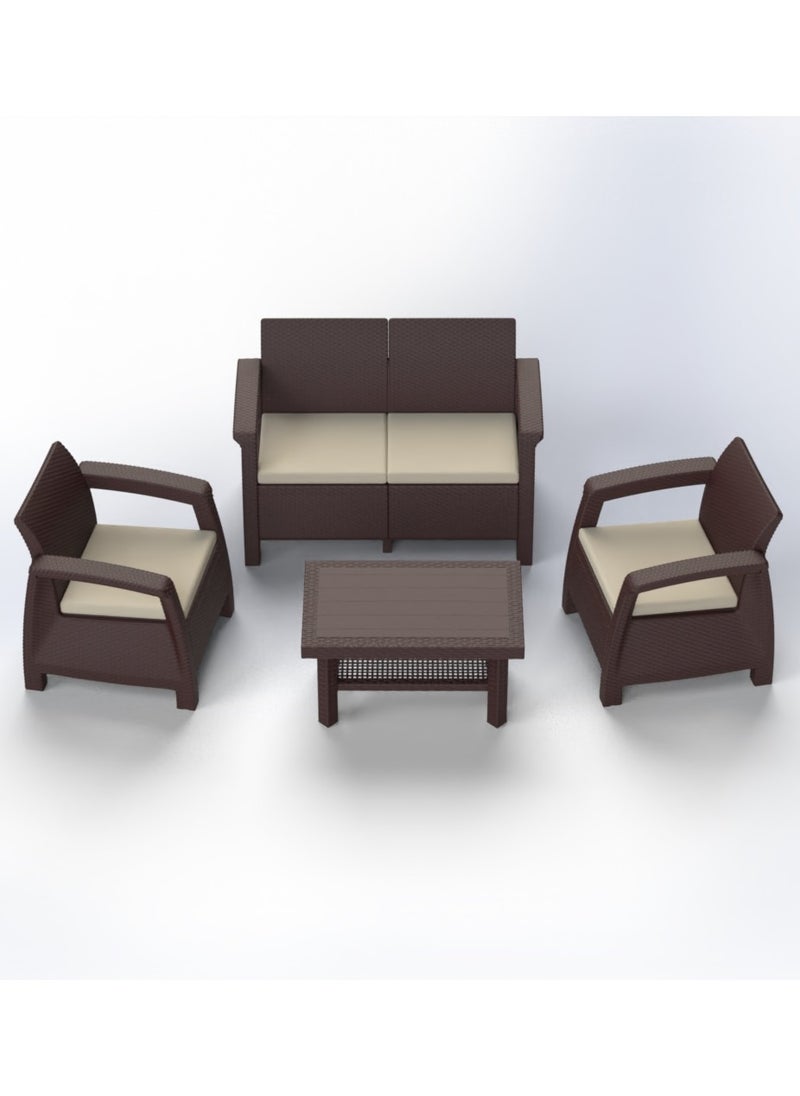 3MPlast - Havana Sofa 4-Seater Set, Rattan Modern Outdoor Furniture, with Comfort Cushion & Coffee table - Image 1