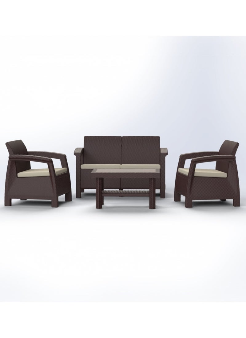 3MPlast - Havana Sofa 4-Seater Set, Rattan Modern Outdoor Furniture, with Comfort Cushion & Coffee table - Image 1