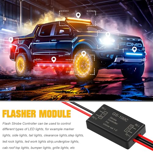 BJZ 2Pcs Flash Strobe Controller 12V 24V GS-100C Auto Car Flasher Module for Tail Side Clearance Top LED Lights Brake Stop Warning Grille Bumper Lights - Image 4