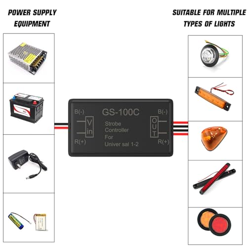 BJZ 2Pcs Flash Strobe Controller 12V 24V GS-100C Auto Car Flasher Module for Tail Side Clearance Top LED Lights Brake Stop Warning Grille Bumper Lights - Image 2