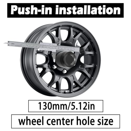 Rheedal 4Pcs 5.15inch Trailer Wheel Center Caps Push Through 5.15" Bore 4.92" Tall Hub Cap for Truck SUV RV Wheel Rim, Black Wheel Cover - Image 4