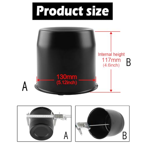 Rheedal 4Pcs 5.15inch Trailer Wheel Center Caps Push Through 5.15" Bore 4.92" Tall Hub Cap for Truck SUV RV Wheel Rim, Black Wheel Cover - Image 3