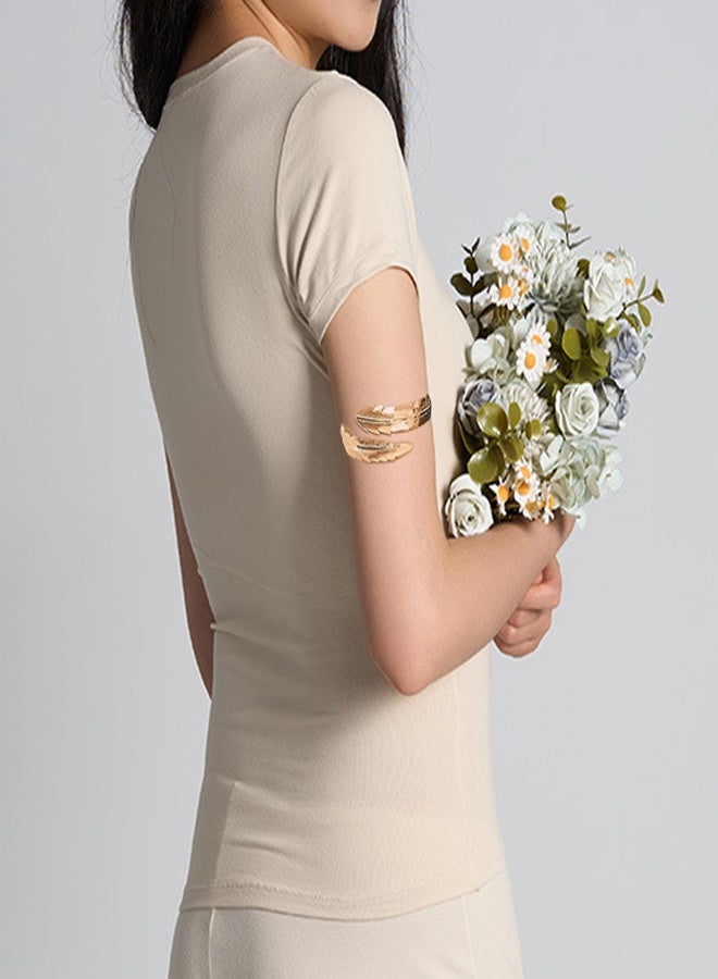 GUSGU 6 قطع مفتوحة الذراع الكفاد الذراع العلوي الفرقة الكفاد سوار سوار قابل للتعديل للنساء والفتاة الحد الأدنى الذهب - Image 4