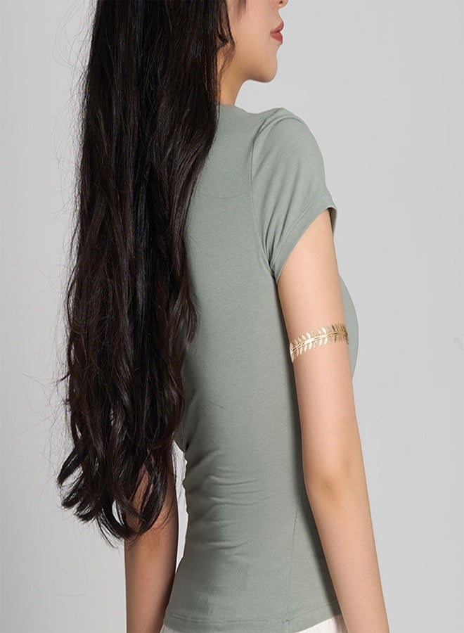 GUSGU 6 قطع مفتوحة الذراع الكفاد الذراع العلوي الفرقة الكفاد سوار سوار قابل للتعديل للنساء والفتاة الحد الأدنى الذهب - Image 5