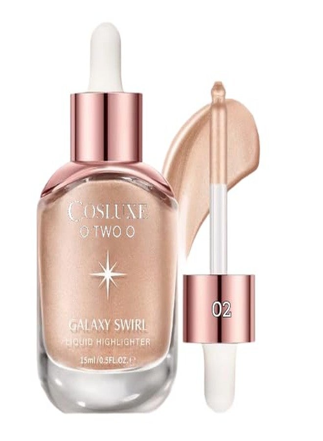 COSLUXE O TWO O Liquid Highlighter Galaxy Swirl, Dewy & Shimmer Finish, Long-Lasting Glow, Lightweight Face Illuminator, Buildable Shimmer Finish, 15ml (02 - Sunlight) - Image 1