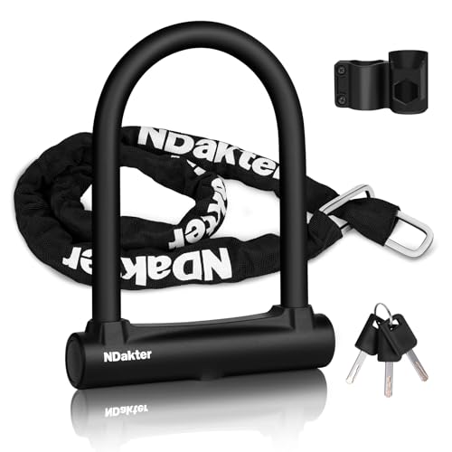 NDakter Bike Locks Heavy Duty Anti Theft, Bike U Lock with 4FT Chain and Bracket,15mm Shackle Electric Bicycle Lock for Scooter, 3 Keys Motorcycle Wheel Lock for Ebike, Moped, Tricycle - Image 1