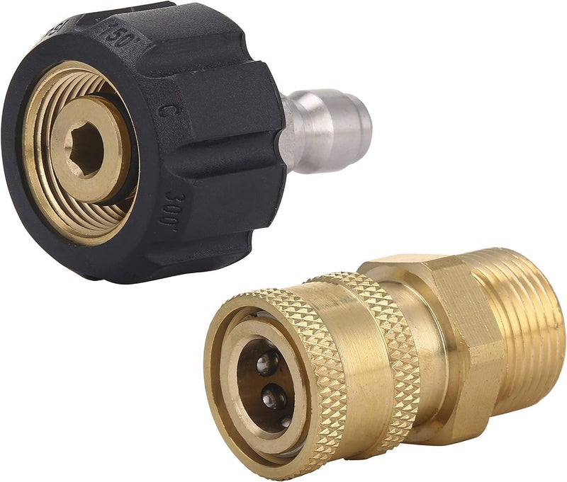 M MINGLE Pressure Washer Adapter Set, Quick Connect Gun to Wand, M22 14mm to 1/4 Inch - Image 1