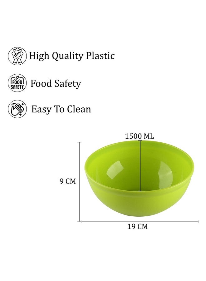 Kuber Industries Pack of 3 Microwave Safe Bowls for Serving Food | Plastic Mixing Bowl for Kitchen | 1500 ML | Green - Image 3