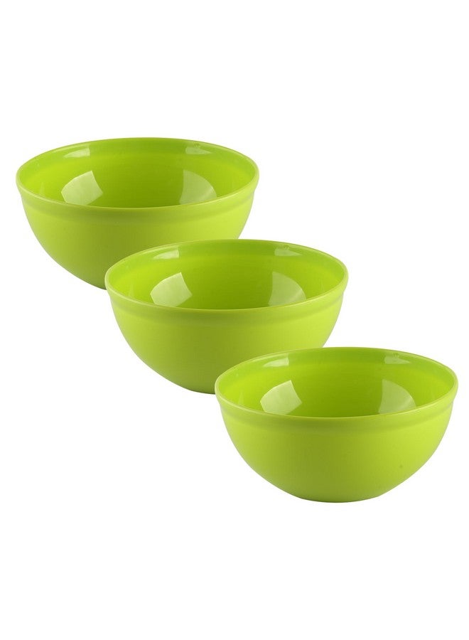 Kuber Industries Pack of 3 Microwave Safe Bowls for Serving Food | Plastic Mixing Bowl for Kitchen | 1500 ML | Green - Image 1