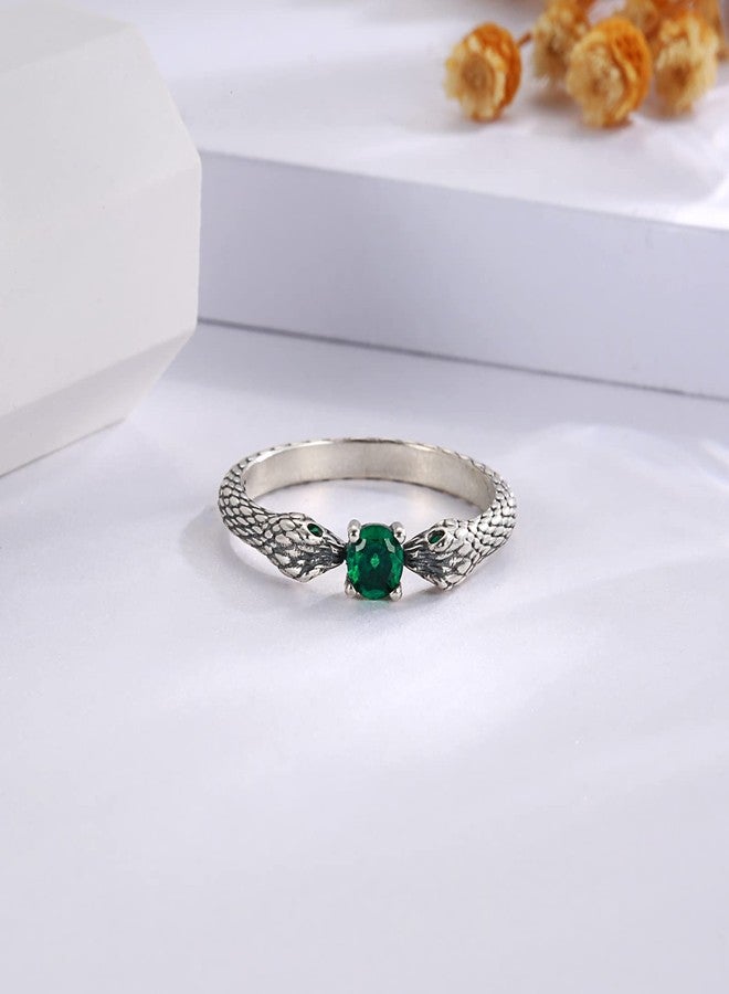 MANBU Sterling Silver Snake Ring for Women: Vintage Double Head Snake Stackable Ring Jewelry Gift (size 7) - Image 4