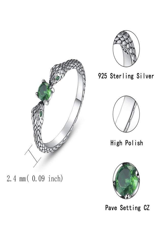 MANBU Sterling Silver Snake Ring for Women: Vintage Double Head Snake Stackable Ring Jewelry Gift (size 7) - Image 5