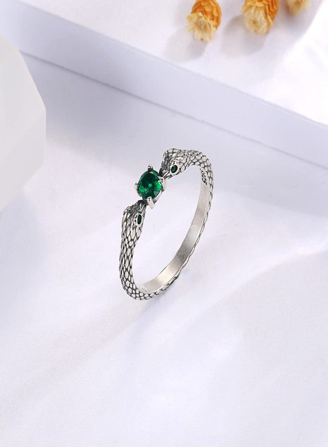MANBU Sterling Silver Snake Ring for Women: Vintage Double Head Snake Stackable Ring Jewelry Gift (size 7) - Image 3