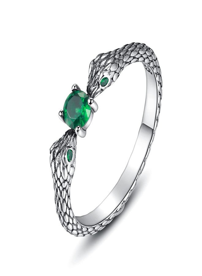 MANBU Sterling Silver Snake Ring for Women: Vintage Double Head Snake Stackable Ring Jewelry Gift (size 7) - Image 1